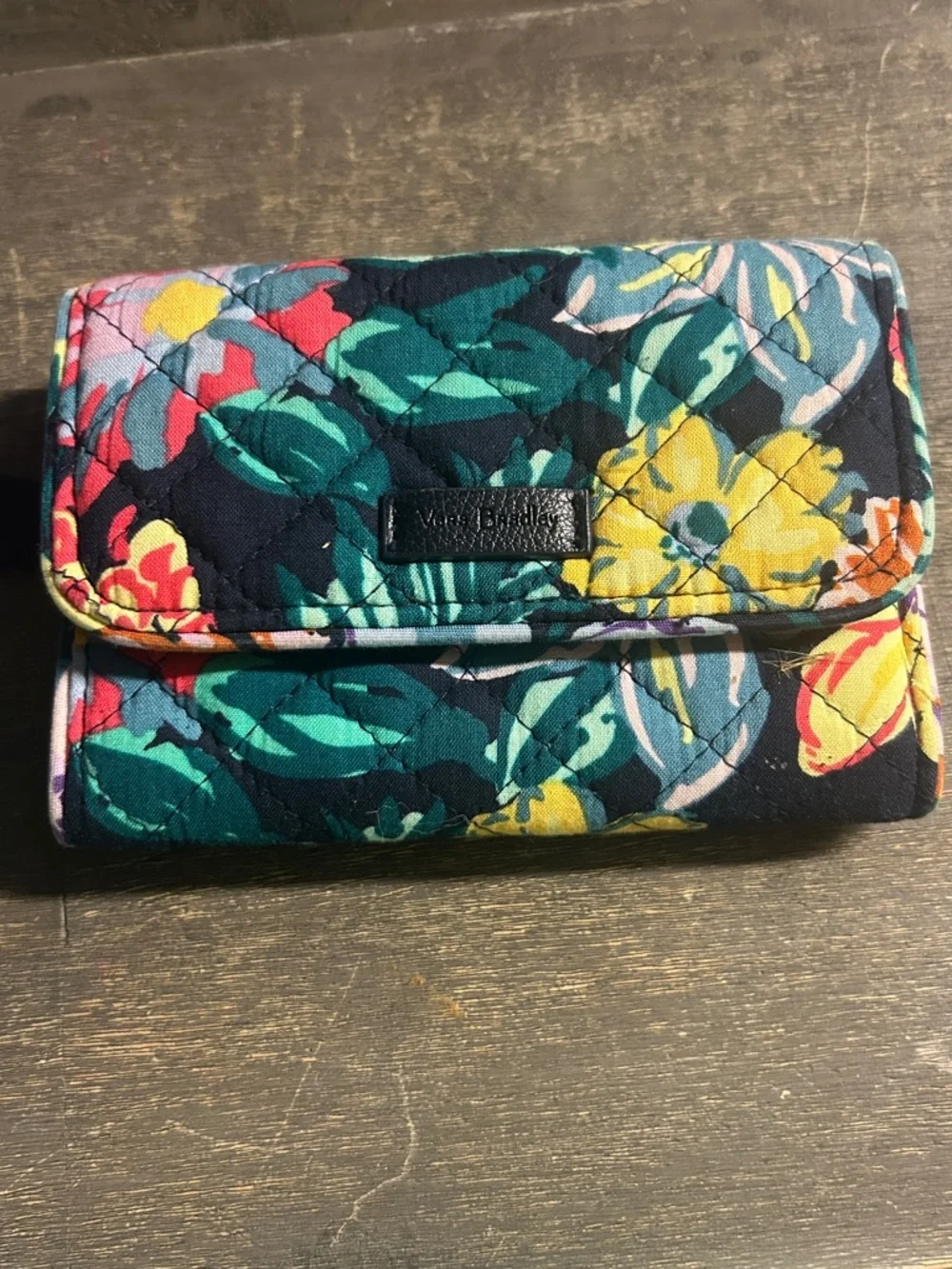 Vera Bradley Navy Multi Floral Quilted‎ Trifold Wallet